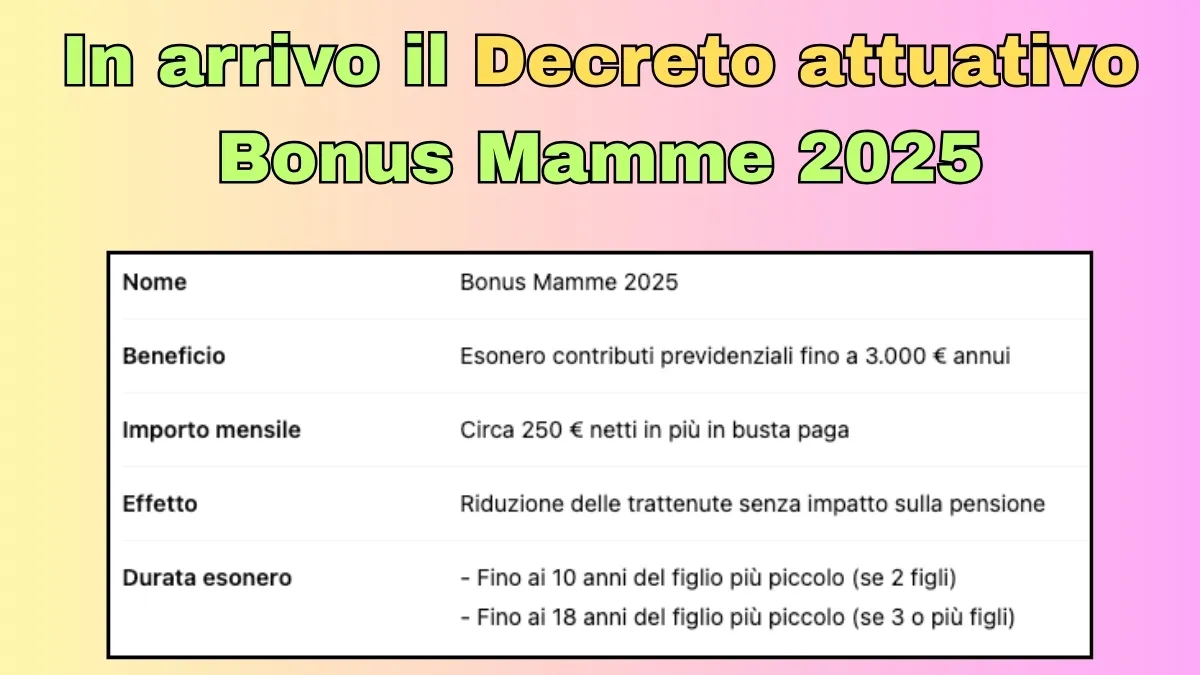 In arrivo il Decreto attuativo Bonus Mamme 2025